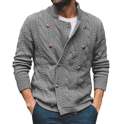 Pull homme col montant double boutonnage contre le froid hivernal