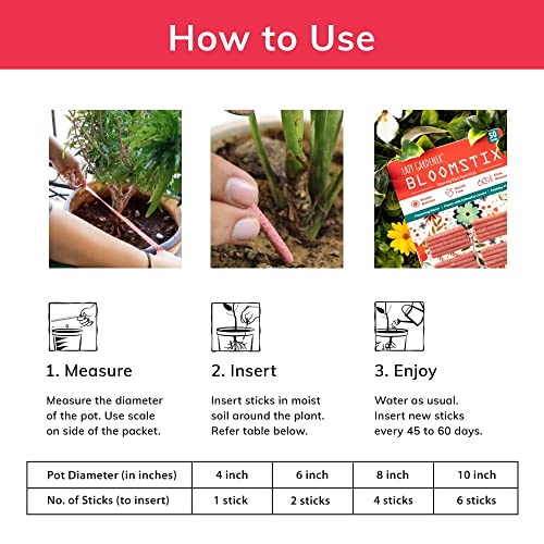 Image of Lazy Gardener BloomStix Organic Fertilizer Sticks | Plant Food Blooming Stick for Flowering Plants | Plant Booster for Pot Plants & Home Garden (Pack of 200)