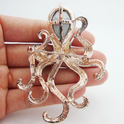 Image of TTjewelry 3.14 inch Octopus Animal Brooch Pin Pendant Clear Austria Crystal