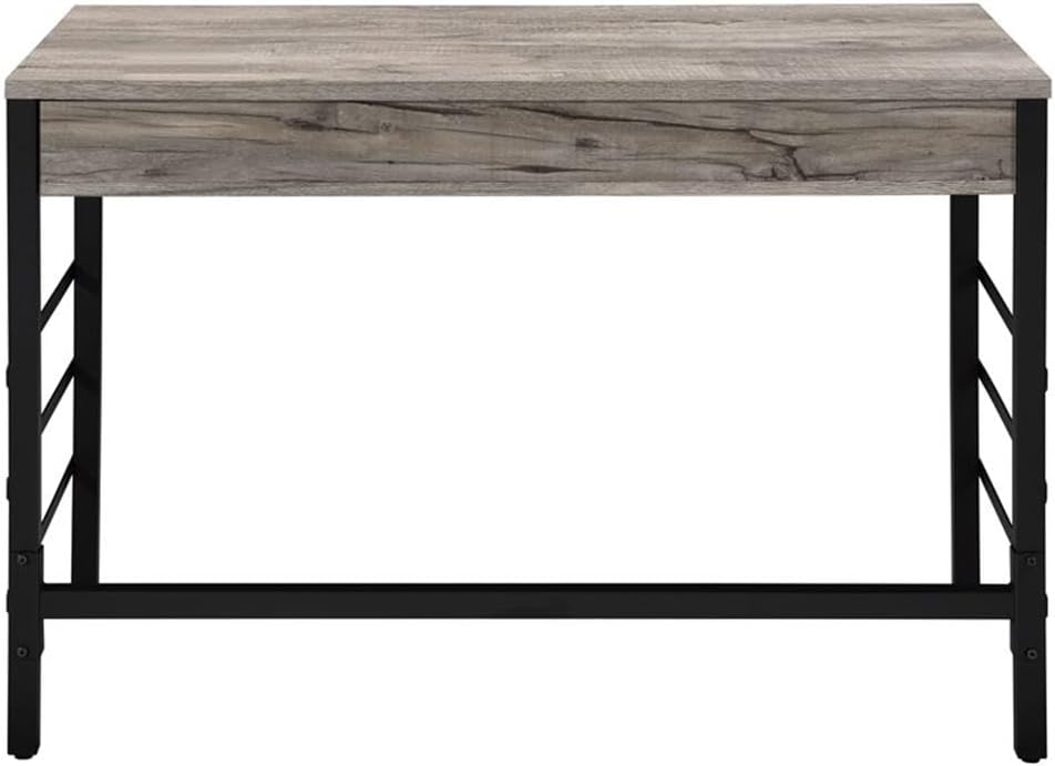 Acme Disho Wooden Writing Desk with USB Port in Light Weathered Oak and Black