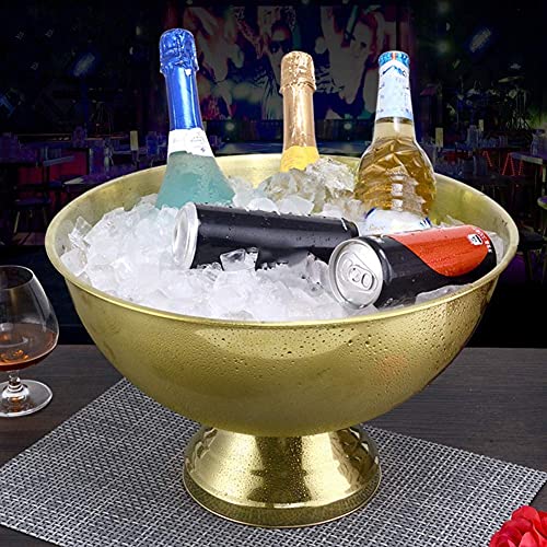 Secchiello per il ghiaccio in acciaio inox, grande refrigeratore per champagne, 13,5 l, refrigeratore per bevande in metallo, per vino, birra, feste in casa o decorazione bar