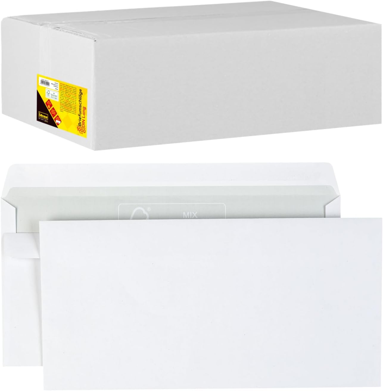 Idena 10222 Envelopes Long 75 g/m² Self-Adhesive Without Window White Pack of 1000