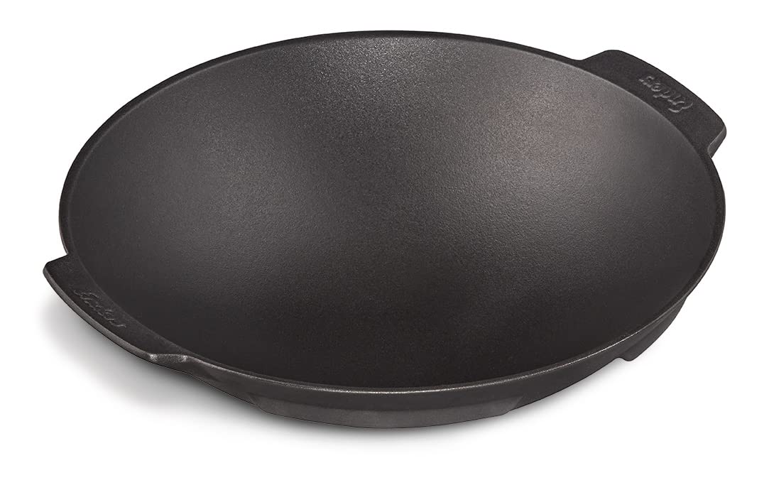 Enders Switch Grid Wok schwarz, aus massiv, emailliertem Gusseisen & PREMIUM GRILLBÜRSTE MIT EDELSTAHLBORSTEN 8814 Kunststoffgriff