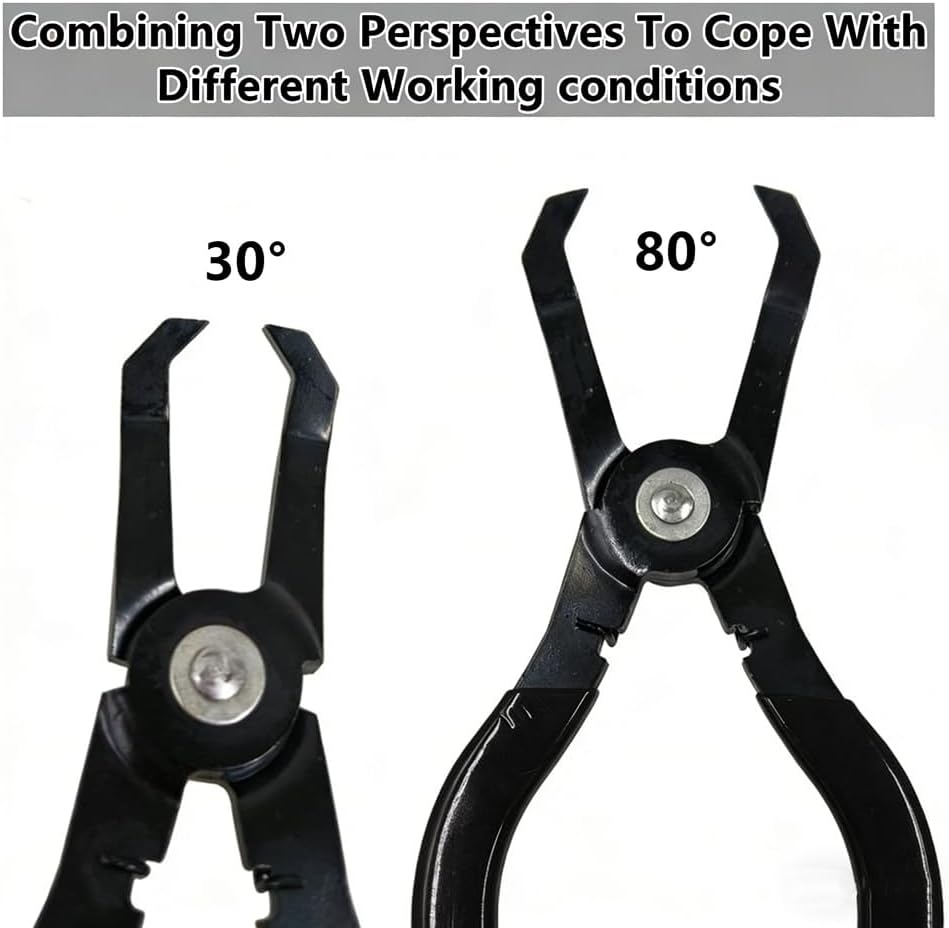 2-Piece Push Pin Pliers Set with 30 Degree and 80 Degree Offset Jaws, Spring Loaded and Plastic Spraying, Auto Clip Removal Tool Kit for Easily Removing Trim Plastic Fasteners, Rivets, Clips (Black)