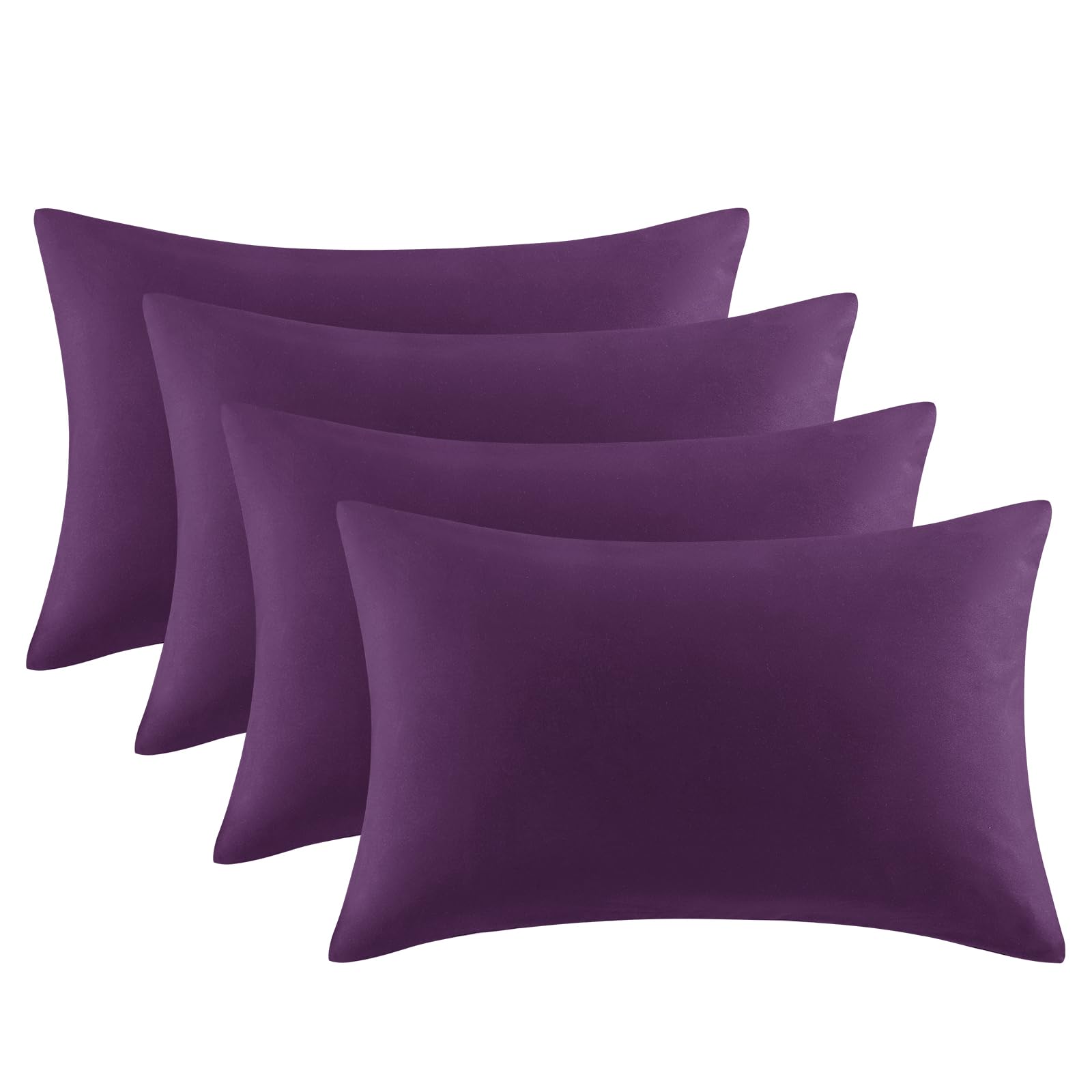 Tifschlaf Pillow Cases 4 Pack - Purple Pillowcases Plain Pack of 4, Super Soft Brushed Microfiber Standard Queen Pillow Covers With Envelope Closure, 50x75 cm