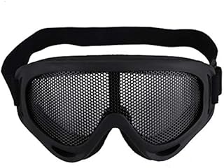 Tbest Airsoft Metal Mesh Goggles Tactical Mesh Goggles Steel Lenses Sunglasses Half Face Headwear Headband Googles replacement for Outdoors Cycling Running Cam (Black)