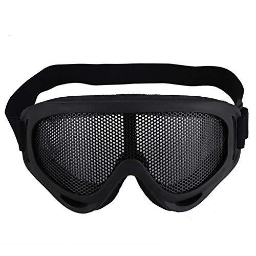 Tbest lunette airsoft,Airsoft Metal Mesh Goggles Tactical Mesh Goggles Lentilles en acier Lunettes de La moitié du visage Couvre-chefs Bandeau Googles...