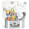 Baby Gift Set, Baby Shower Gifts, Black and White High Contrast Baby Toys 0-6 Months for Newborn Essentials Infant Rattle Socks Elephant Toys Blanket Onesies Baby Gift Basket for Girls Boys