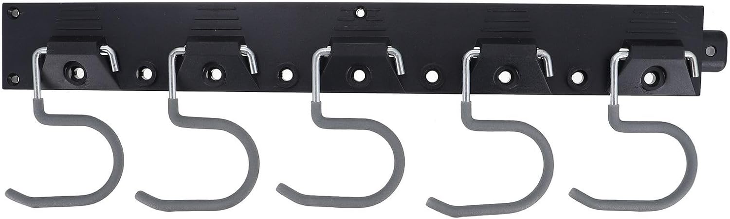 Sosoport Garage Wall Mount Organizer Hooks Set, Metal Tool Hangers with Plastic Backboard, Household and Garden Tool Storage Rack for Mop, Broom, and Shovel, Random Color Random Color