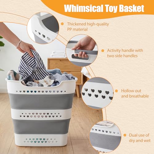 2-Pcs-42L-Collapsible-Laundry-Baskets-Foldable-Laundry-Basket-with-Handles-Sturdy-Plastic-Pop-Up-Laundry-Hamper-Space-Saving-Storage-Container-for-WetDry-Use-Ideal-for-Home-Dorm-Apartment-Grey
