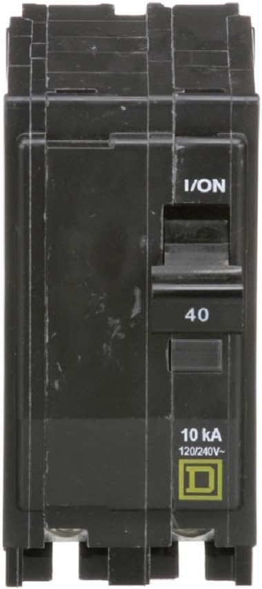Square D by Schneider Electric QO240C QO Miniature Circuit Breaker with Thermal-Magnetic Trip Unit Technology, Plug-in Mount, Clam Pack, 10kA, 120/240VAC, 40 Amp, 2 Pole, 1-Pack