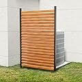 GREENER Privacy Screens 38" W x 60" H No Dig Fence Screen Wood Panels with Metal Stakes, A/C Units Fence Panels Pool Equipment Enclosure Outdoor Trash Can (Shutter)