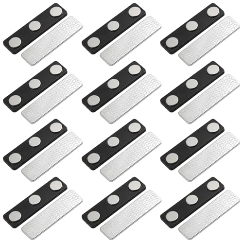GWEOR 12 Pares de Imanes para Cortinas y Mosquiteras, 45x13mm Cierre Magnético Fuerte de Plástico Negro, Clips Magnéticos Adhesivos para Fijación de Cortinas Opacas y Mallas Antimosquitos