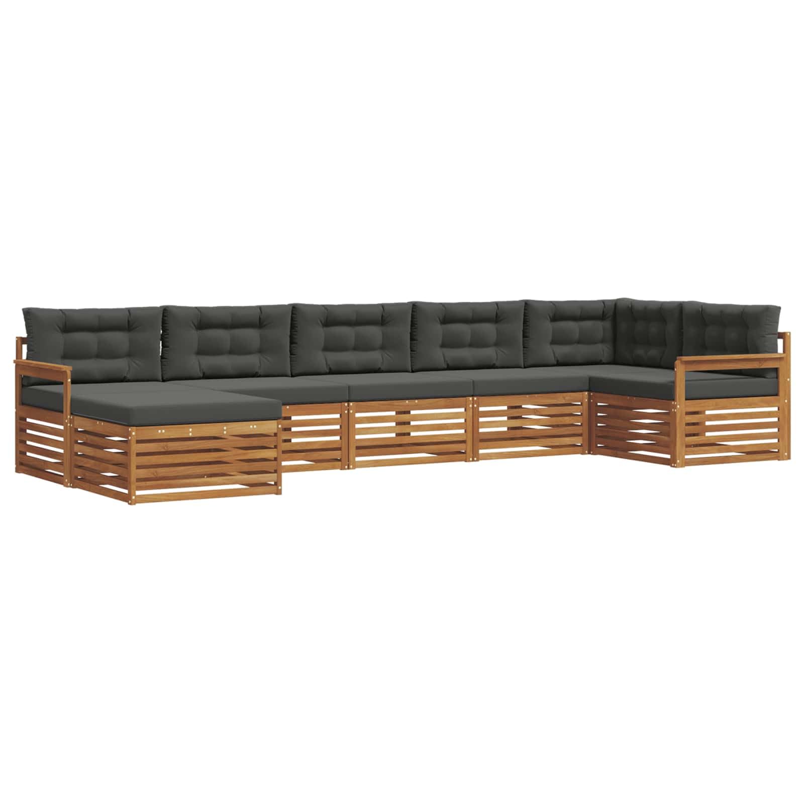 vidaXL Zestawy sof 7 pcs Naturalny i Antracytowy Lite Drewno Akacji, Ogród, Wygodny zestaw wypoczynkowy, Siedzenie na zewnątrz, Patio, Nowoczesny taras, Meble wygodne