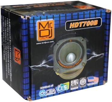 Mr. Dj HDT700B 3.5-Inch Titanium Bullet High Compression Tweeter with 10 Ounce Ferrite Magnet (Black)