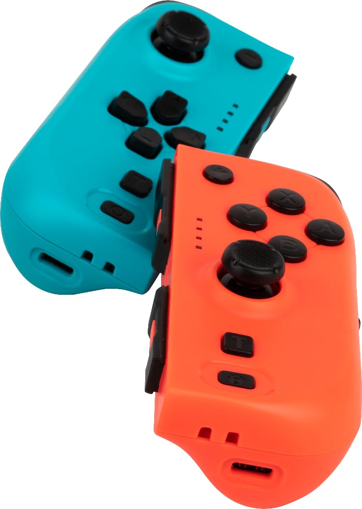 Konix Paire de manettes Joypads Nintendo Switch et Switch OLED - Compatible Nintendo Switch 2 - Autonomie 8 h - Fonction vibration - Bleu et rouge