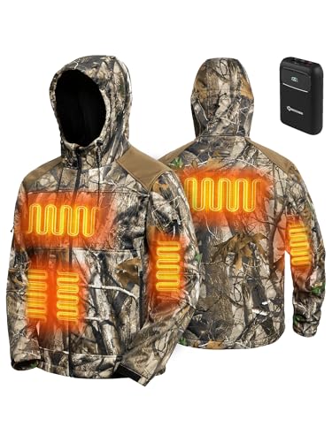 ANTARCTICA GEAR Heated Hunting Jacket for Men with 12V 15000mAh Battery Pack, Hoodie Winter Heated Work Jacket