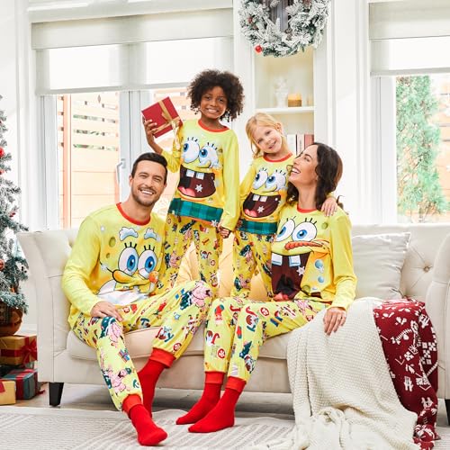SPONGEBOB Family Matching Christmas Pajamas Set for Holiday Mommy and Me Cartoon Print Cozy Sleepwear for Kids & Adults4