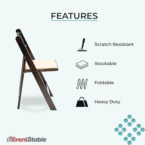 Miniatura 11 de EventStable Titan Series - Sillas plegables de madera para interiores y exteriores, color negro, con relleno de vinilo para bodas y eventos, paquete