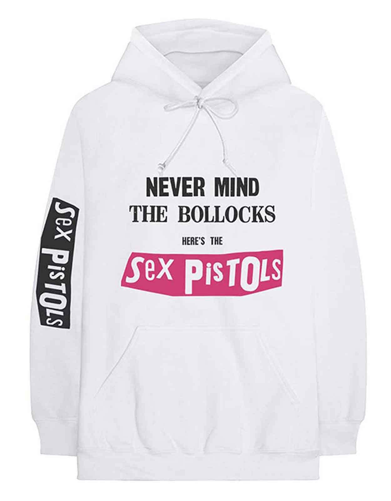 The Sex Pistols Hoodie Never Mind The Band Logo Official Mens White Pullover XXL