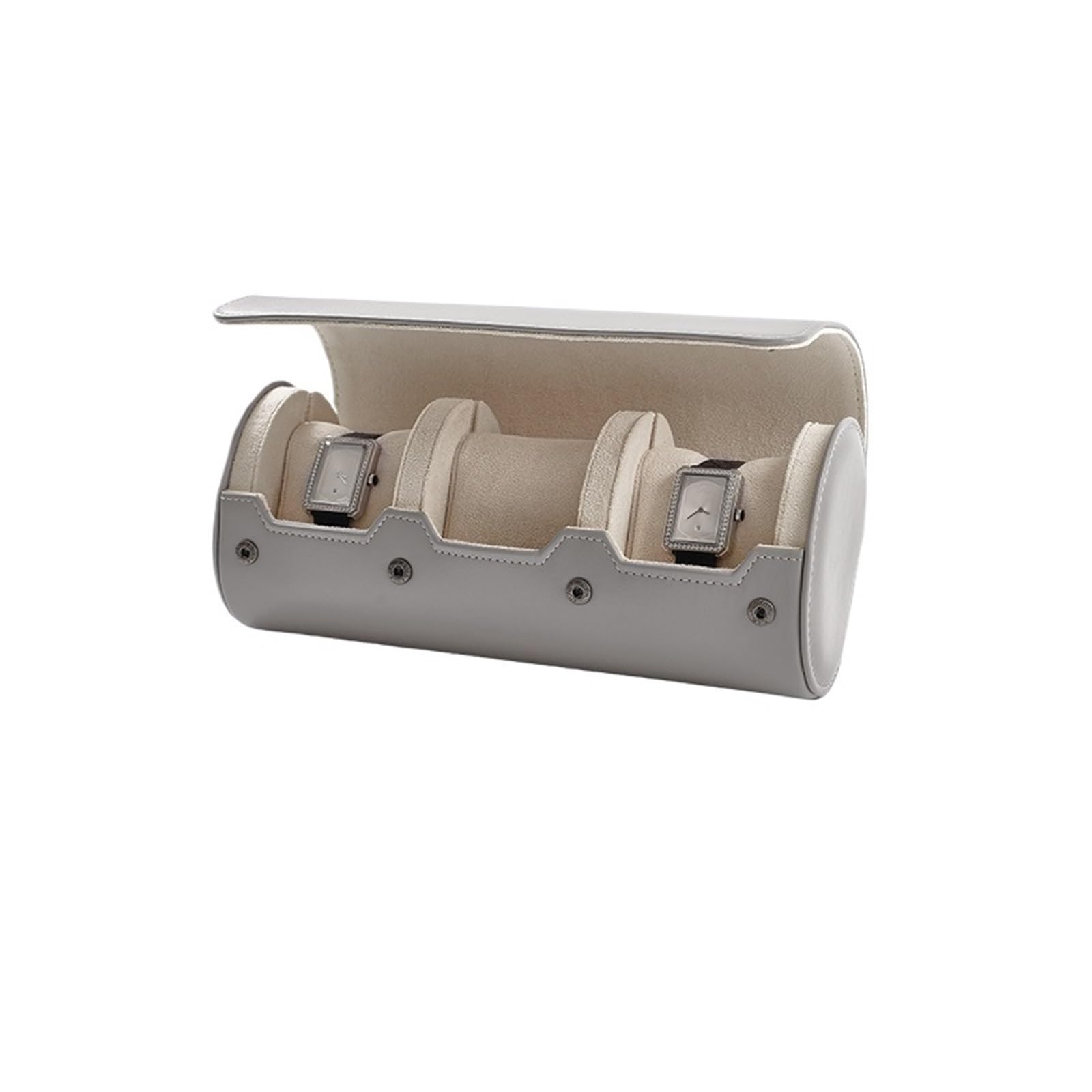 1 rotolo di orologio in pelle multi-slot | Conserva orologi for viaggi, conservazione quotidiana e regali(Light gray 3 Slot)