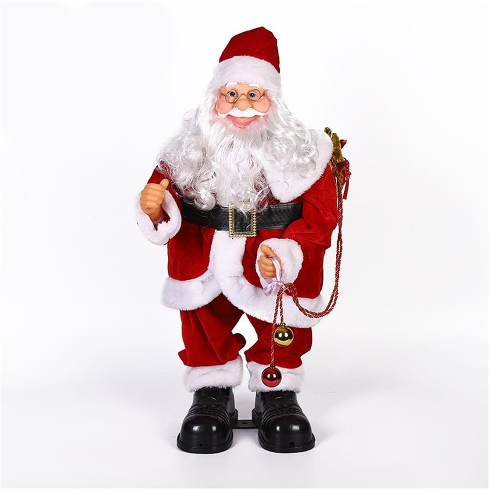 Papá Noel Cantando y Bailando de 60 cm, Estatua eléctrica de Papá Noel en Movimiento de tamaño Real, Figura Musical Animada eléctrica, decoración navideña, para jardín Exterior/Interior.,F