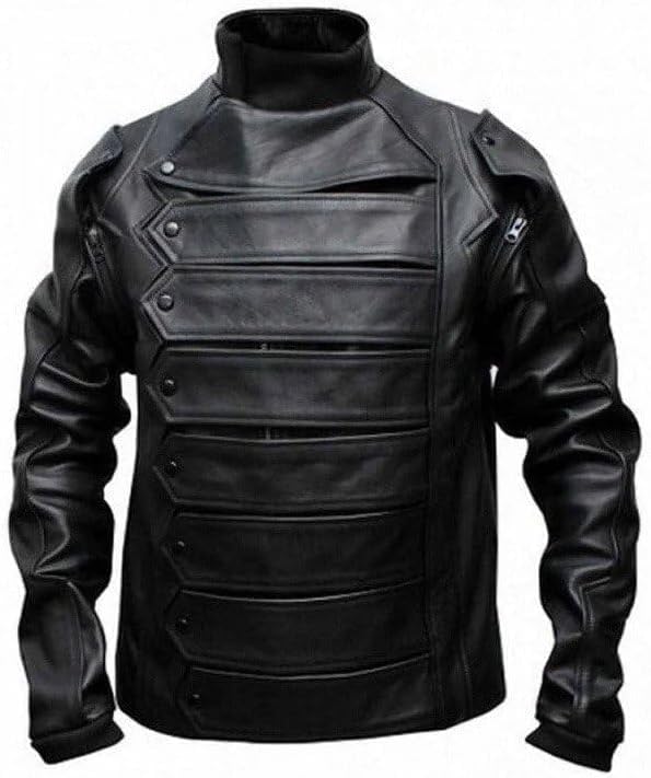 ABz Leathers Men's Modern Slim Fit Soldier Black Bucky Vest Jacket 2 in 1 Style Jacket Collection