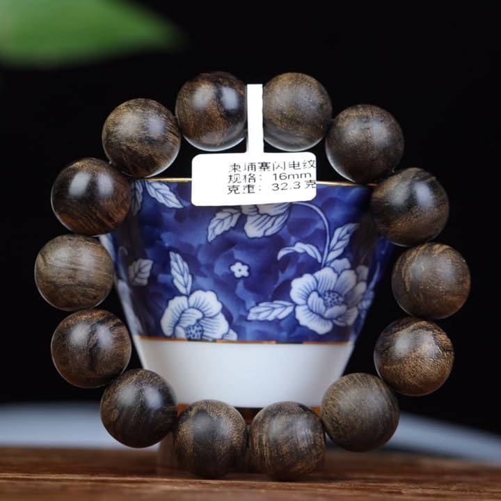 Natürliches kambodschanisches Agarholz-Perlenarmband, wassersinkende buddhistische Perlen, altes Holzarmband