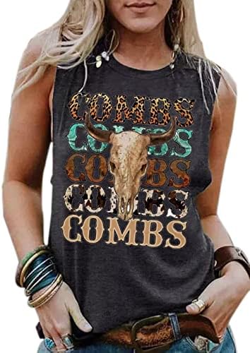 VKEGNIO Long Live Cowboys Tank Shirt Women Casual Sleeveless Vintage Country Music Shirt Funny Letter Print Graphic Tank Vest