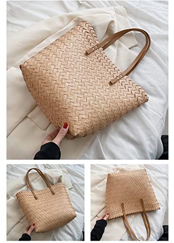 Straw Beach Bag for Women, Large Capacity Straw Tote Beach Bag, Fashion Summer Vacation Essentials Beach Bags Women4