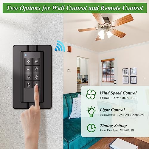 Image of Universal Smart WiFi Ceiling Fan Remote Control Kit, 3 Speed Control with Dimmer, Compatible with Alexa, Google Assistant and Smart Life App, 2-8h Timming | Compatible with Alexa, Google Assistant and Smart Life App, 2-8h Timming, Light Dimmer