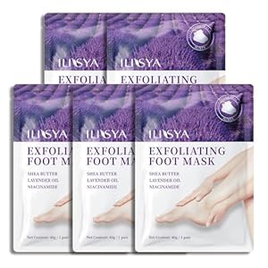 Foot Peeling Mask – 5 Pack Exfoliating Foot Peel Mask for Dry Cracked Feet – Baby Soft Foot Mask Socks for Removing Dead Skin, Cracked Heels, and Calluses – Lavender, Shea Butter, Aloe – Women and Men
