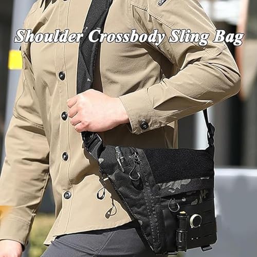 Powios Crossbody Bag, New Waterproof Outdoor Tactical Shoulder Crossbody Chest Bag, for Hiking Cycling Camping (Black,One Size)2
