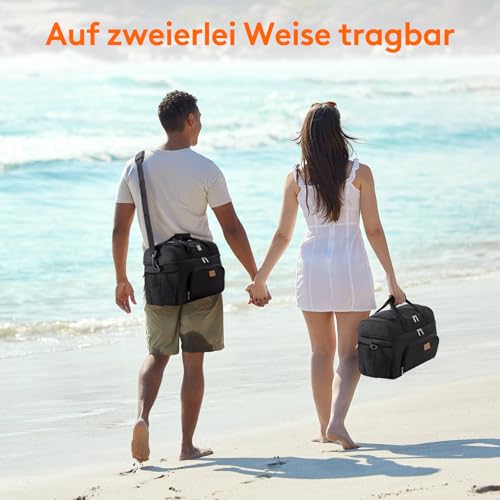 Lifewit Große Kühltasche 23L 32 Dosen, Kühlbox Faltbar, Isolierte Lunch Tasche, Leichte, Tragbare Kühltasche, Doppellagig für Picknick, Strand, Arbeit, Reise, Schwarz