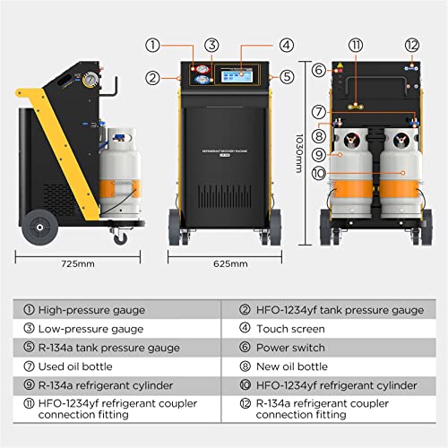 Dual System Refrigerant Recovery Tools Fully Automatic Refrigerant Filling Tool Refrigerant Recovery Machine Refrigeration Recycle Filling Machine For R134A/1234Yf Dual Systems Work Simultaneously #TOP1