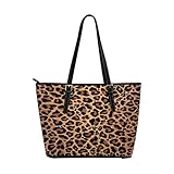 InterestPrint Custom PU Leather Totes Top Handle Casual Shoulder Bags Leopard Pattern