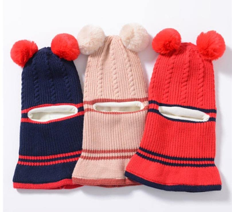 Kids Hood Scarf Children Knit Hat Winter Thick Earflap Caps for Boys and Girls3