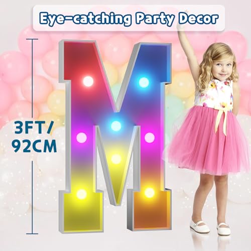 Image of Imprsv Colorful 3FT Marquee Letters M, 18 Colors Large Light up Letters