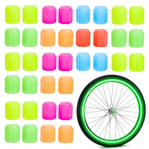 48 PCS Bouchons de Valve de Pneu de Voiture Lumineux Fluorescent, Capuchons Universels pour Voitures, Camions, SUV, Motos et Vélos