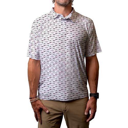 Blue 84 Men's Standard NHL Officially Licensed Short Sleeve Performance Polo All Over Print White