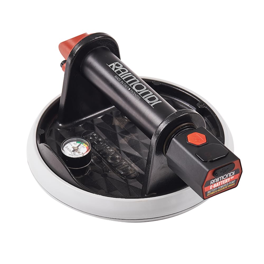RAIMONDI RV Battery+ Ventosa a Batteria, Alluminio Pressofuso, 175mm, Ricaricabile USB-C, Recupero Automatico Vuoto, Portata 130kg