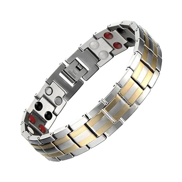 COOLSTEELANDBEYOND Steel Mens Jewelry Energy Link Bracelet with Free Link Removal Kit(CA)