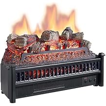 Comfort Glow Electric Log Set with Heater, Length 9in, Width 23in, Height 13in, Black
