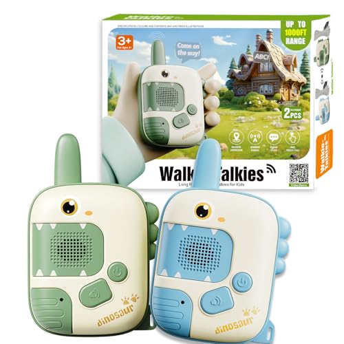 DQMOON Dinosaur Toys for Boys - 2 PCS Dinosaur Walkie Talkies Kids Toys for 3-8 Year Old Boys Gifts Outdoor Garden Games Birthday Gifts Christmas Stocking Fillers Sensory Toy for Kids Age 3-9