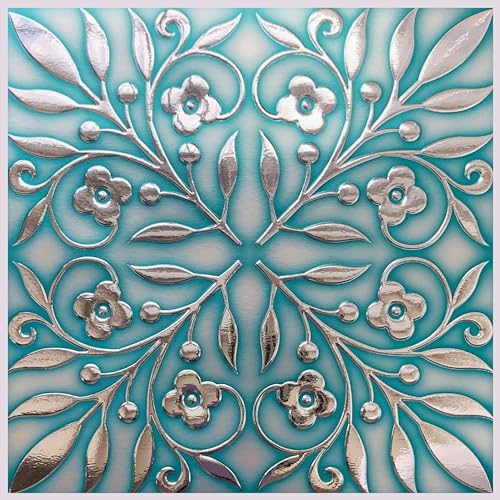 Main Street – 24-Pack of 8 x8 Peel and Stick Backsplash Wallpaper Tiles – Teal and Silver Leaves Design – Removable Self Adhesive Wall Tile for Kitchen, Renter-Friendly for Your Home and DIY Projects by Main Street - Image 6