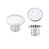2 in 1 Sink Drain Assembly Kit, Removable Deep Sink Strainer Basket with Sink Stopper/Sealing Lid for Home, Kitchen, Stainless Steel Drain Hair Catcher Cover,Sink Strainer for Bathtub(Fit Hole 1.8