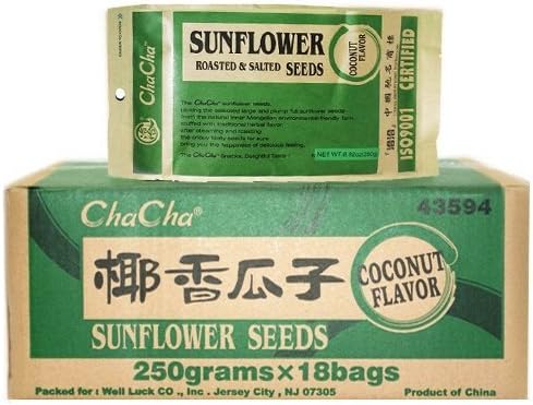 Chacha Sunflower Roasted and Salted Seeds (Coconut Flavor) 250g X 18 Bags
