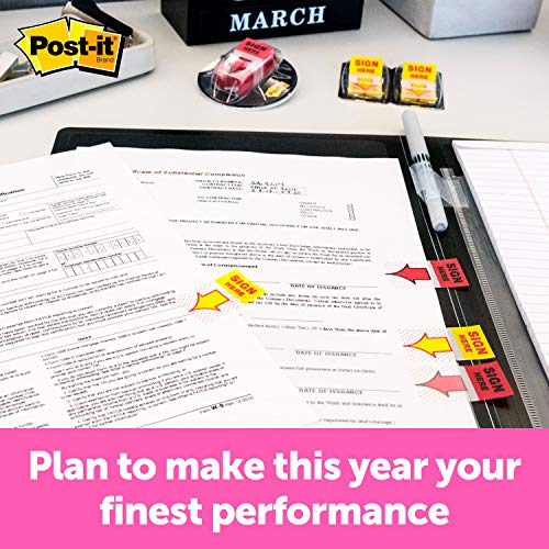 Post-It Message Flags, "Sign Here", 200/Desk Grip Dispenser, 1 Dispenser/Pack, 1 In Wide, Red (680-Hvshr) #TOP1