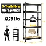 PrimeZone Storage Shelves 5 Tier Adjustable Garage Storage Shelving, Heavy Duty Metal Storage Utility Rack Organizer Shelf Unit for Warehouse Pantry Closet Kitchen Basement, 28" x 12" x 59", Black - Image 3
