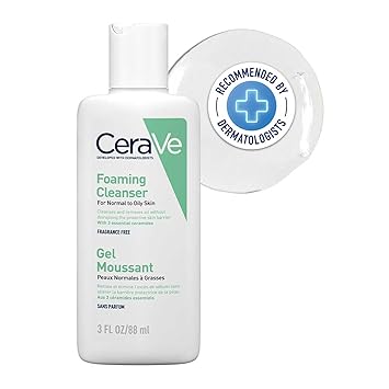 CeraVe Foaming Cleanser For Normal To Oily Skin (88ml) - Dermatologist-Developed Facewash | Non-Comedogenic And Fragrance-Free Cleansers For Acne-Prone Skin - image, photos